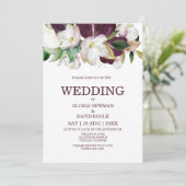 Waterverf Burgundy Floral QR Code Weddenschap Kaart (Staand voorkant)