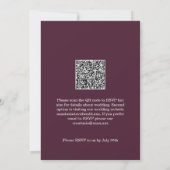 Waterverf Burgundy Floral QR Code Weddenschap Kaart (Achterkant)