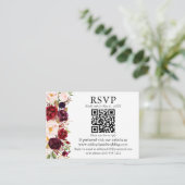Waterverf Burgundy Floral QR RSVP bruiloft Informatiekaartje (Staand voorkant)
