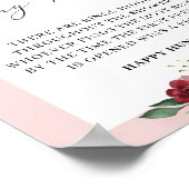 Waterverf Burgundy Floral Ring Hunter Game Sign Poster (Hoek)