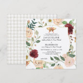 Waterverf Burgundy Floral Roos Butterfly Kraft Kaart (Voorkant / Achterkant)
