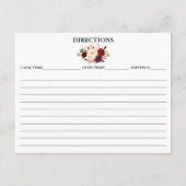 Waterverf Burgundy Floral Shower Recipe Kaart (Achterkant)