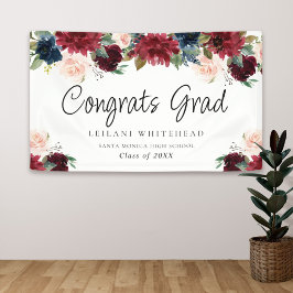 Waterverf Burgundy Floral van de Graduation Party Spandoek