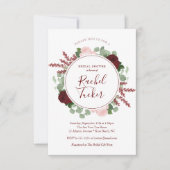 Waterverf Burgundy Floral Vrijgezellenfeest Kaart (Voorkant)