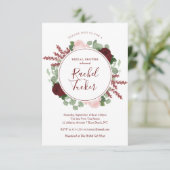 Waterverf Burgundy Floral Vrijgezellenfeest Kaart (Staand voorkant)