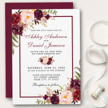 Waterverf Burgundy Floral Wedding