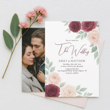 Waterverf Burgundy Floral Wedding