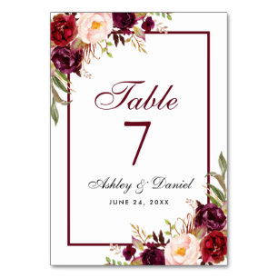 Waterverf Burgundy Floral Wedding Kaart