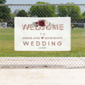 Waterverf Burgundy Floral Wedding Welkom Spandoek (Insitu)