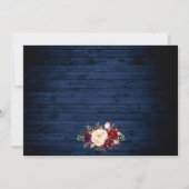 Waterverf Burgundy Floral Wreath Blue Wood Save The Date (Achterkant)