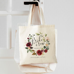 Waterverf Burgundy Floral Wreath Bride Tribe Tote Bag
