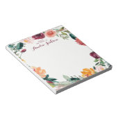 Waterverf Burgundy Flower Personalized Stationery Notitieblok (Schuin)