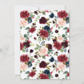 Waterverf Burgundy Flowers First Birthday Photo Kaart (Achterkant)