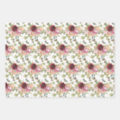 Waterverf Burgundy Flowers Inpakpapier Vel (Voorkant 2)