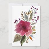 Waterverf Burgundy Flowers Monogram Weddenschap Kaart (Achterkant)