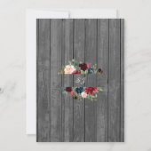 Waterverf Burgundy Flowers Wood Bridal Tea Party Kaart (Achterkant)