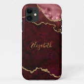 Waterverf Burgundy Gold Marble Agate Geode Case-Mate iPhone Case (Achterkant)