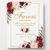 Waterverf Burgundy Gold Wedding Favors Fotoplaat (Voorkant)