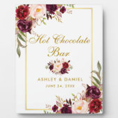 Waterverf Burgundy Gold Wedding Hot Chocolate Bar Fotoplaat (Voorkant)