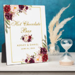 Waterverf Burgundy Gold Wedding Hot Chocolate Bar Fotoplaat<br><div class="desc">Waterverf Floral Burgundy Marsala Gold Wedding Hot Chocolate Bar Plaque</div>