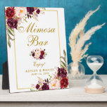Waterverf Burgundy Gold Wedding Mimosa Bar Fotoplaat<br><div class="desc">Waterverf Floral Burgundy Marsala Gold Wedding Mimosa Bar Table Plaque</div>