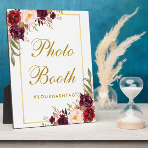 Waterverf Burgundy Gold Wedding Photo Booth Fotoplaat