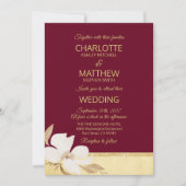 Waterverf Burgundy Gold Wedding Uitnodiging (Voorkant)