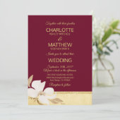 Waterverf Burgundy Gold Wedding Uitnodiging (Staand voorkant)