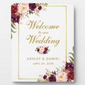 Waterverf Burgundy Gold Weduwschap Welkom Fotoplaat (Voorkant)