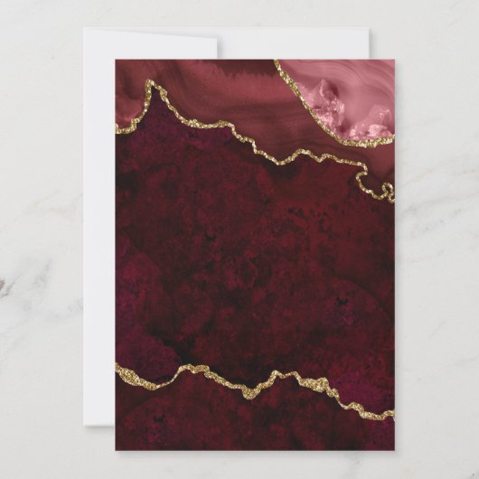 Waterverf Burgundy Goud Marmer Agaat Geode Save The Date (Achterkant)