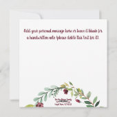Waterverf Burgundy Green Wreath "Dank u wel" Feestdagenkaart (Achterkant)