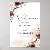 Waterverf burgundy koopt florale goudbruiloft poster (Voorkant)