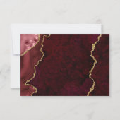 Waterverf Burgundy Marble Agate Geode Wedding RSVP Kaartje (Achterkant)
