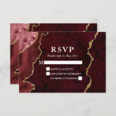 Waterverf Burgundy Marble Agate Geode Wedding RSVP Kaartje (Voorkant / Achterkant)