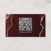 Waterverf Burgundy Marble Wedding RSVP QR Terug Informatiekaartje (Achterkant)