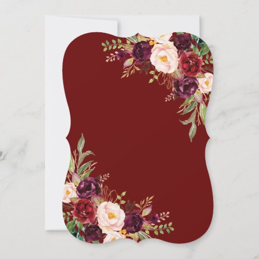 Waterverf Burgundy Marsala Bloemstukken Herten Gew Kaart (Achterkant)