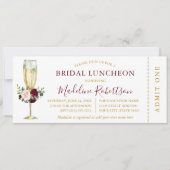 Waterverf Burgundy Mixed Floral Luncheon Ticket Kaart (Voorkant)