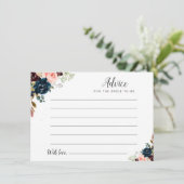 waterverf burgundy , navy & blush florale adviezen advieskaart (Staand voorkant)