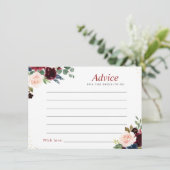 waterverf burgundy navy floral Advisory card Advieskaart (Staand voorkant)