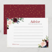 waterverf burgundy navy floral Advisory card Advieskaart (Voorkant / Achterkant)