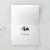 Waterverf Burgundy Navy Flower gefeliciteerd Kaart (Binnen)