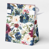 Waterverf Burgundy Navy Flowers Baby shower Bedankdoosjes (Achterkant)