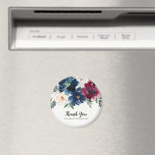 Waterverf Burgundy Navy Flowers Hartelijk dank Magneet (Insitu (Vaatwasser))