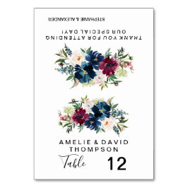 Waterverf Burgundy Navy Flowers Wedding Kaart
