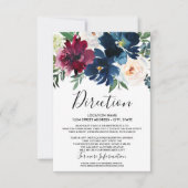 Waterverf Burgundy Navy Flowers Wedding Kaart (Voorkant)