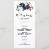 Waterverf Burgundy Navy Flowers Wedding Program Programmakaart (Achterkant)