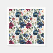 Waterverf Burgundy Navy Flowers Wedding Servet (Voorkant)