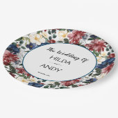 Waterverf Burgundy Navy Rozen Papieren Bordje (Gekanteld)