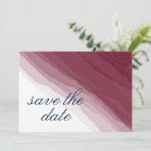 Waterverf Burgundy Navy Save The Date (Staand voorkant)