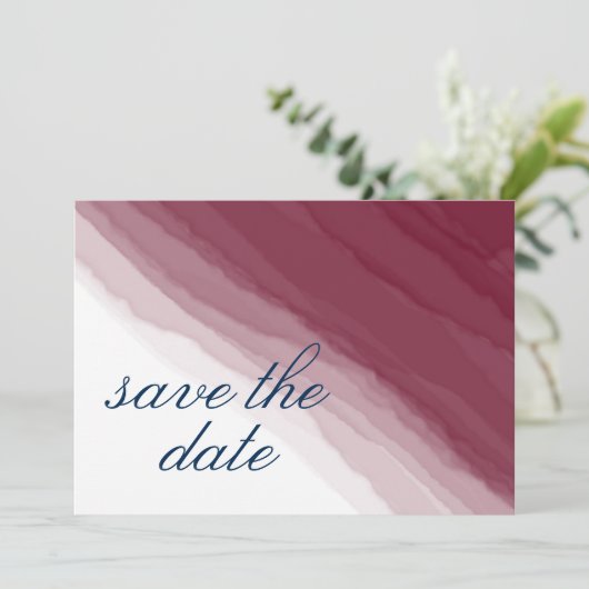 Waterverf Burgundy Navy Save The Date (Staand voorkant)